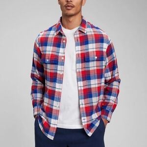 GAP Red and Blue Plaid Flannel Button-Up Shirt